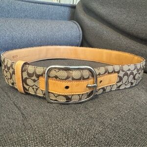 Coach Leather Belt with Sliver Accents